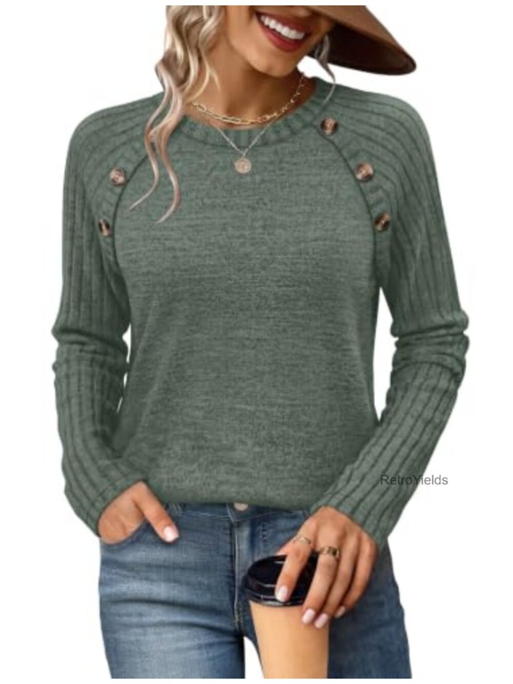 Women's Long Sleeve Raglan Tunic Sweater Loose Fit Crewneck Fall Top